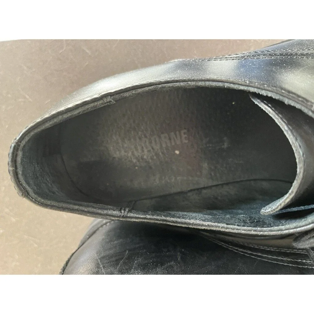 Claiborne Derby Dress Shoes Men's 11 Black Leather Square Toe Lace Up.